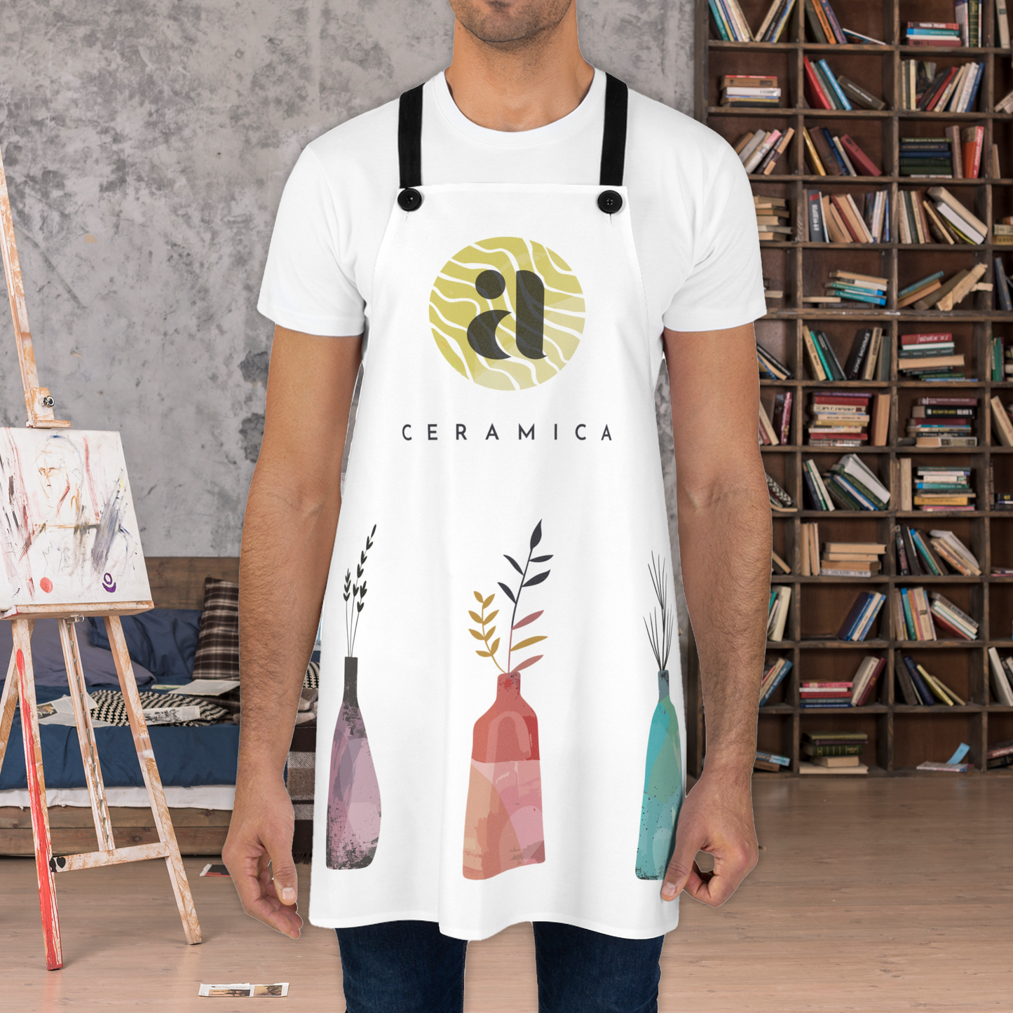 Vase & Botanical Art Apron – Stylish Cooking and Crafting Apron