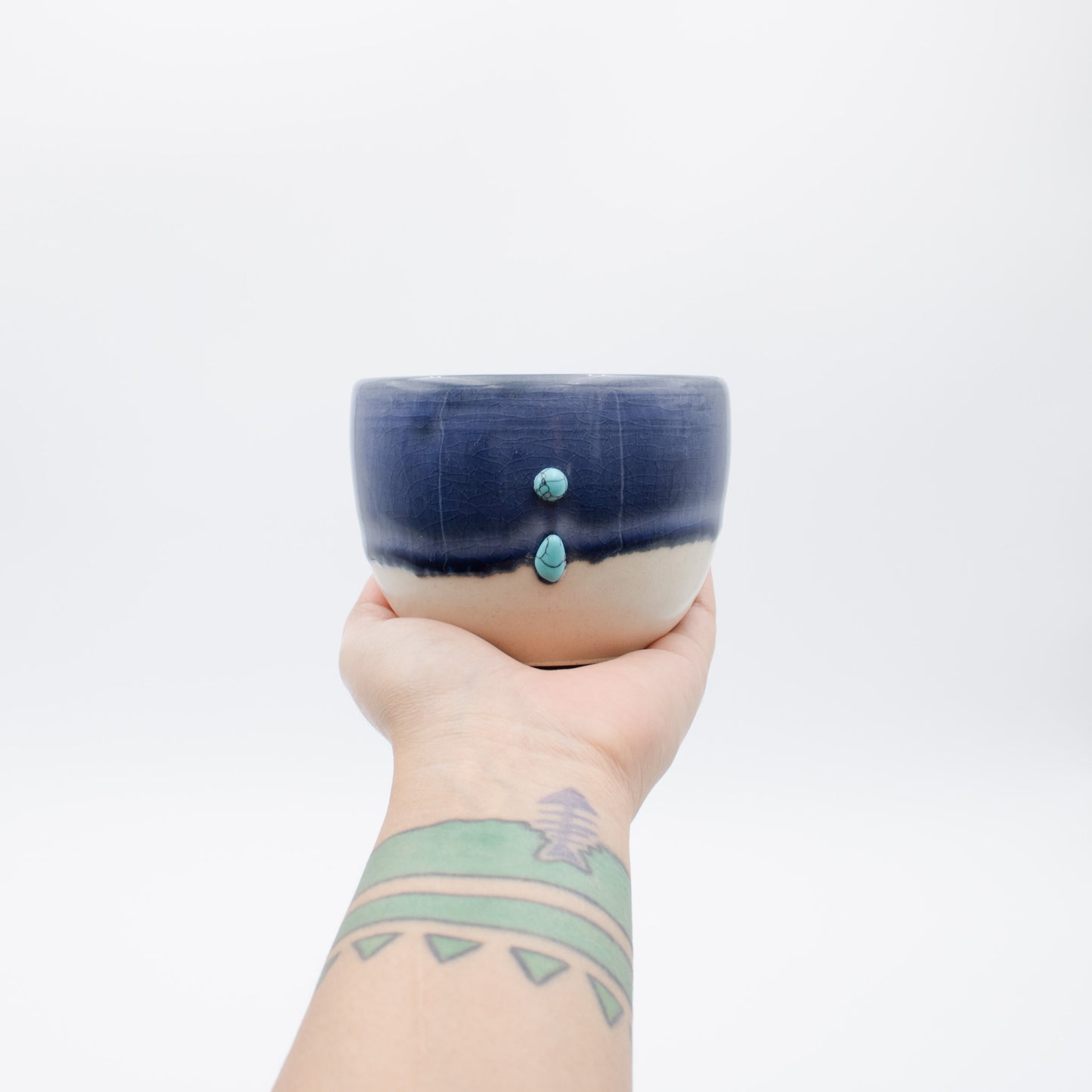 Floating Blue Bead Candle Bowl - Soft Cotton