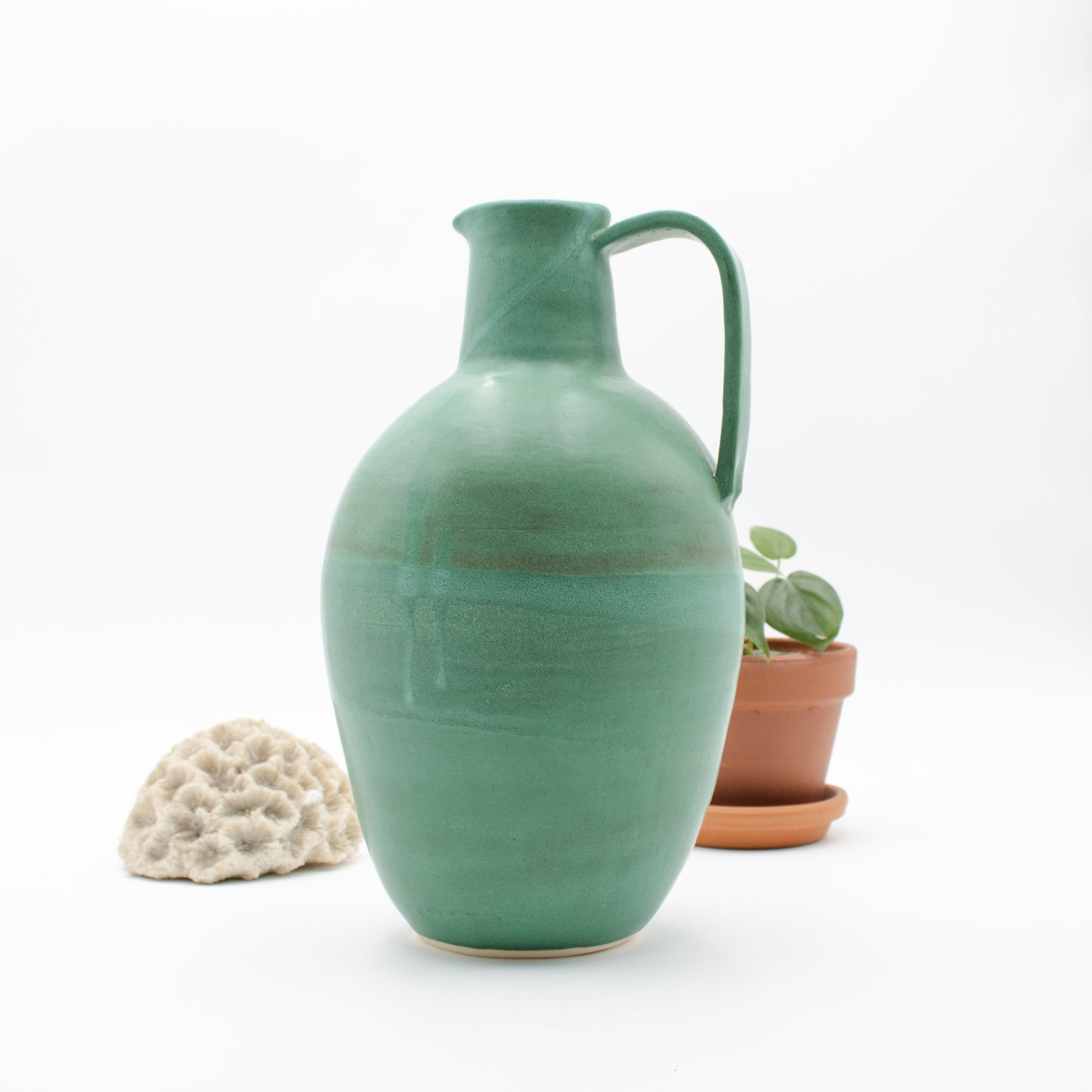 Copper Matte Green Pitcher Vase