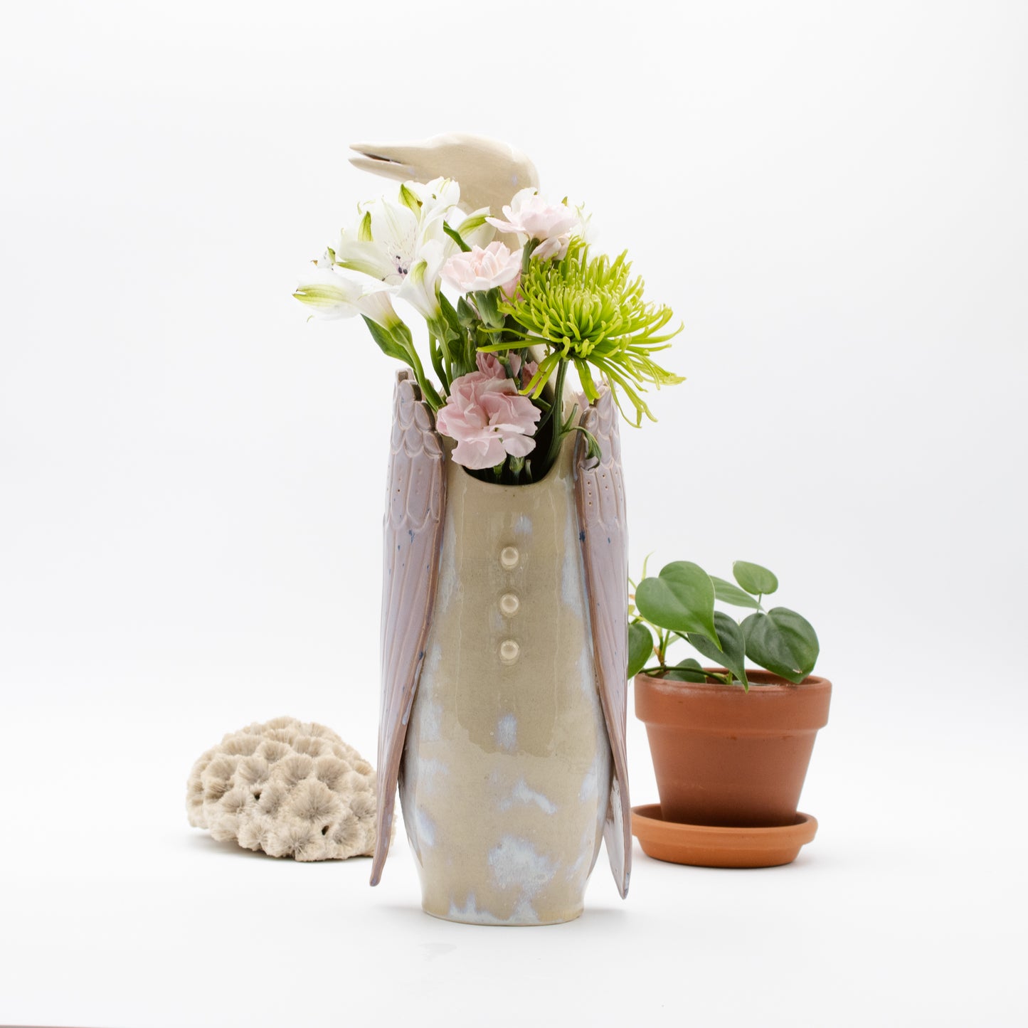 Blueburst Heron Vase