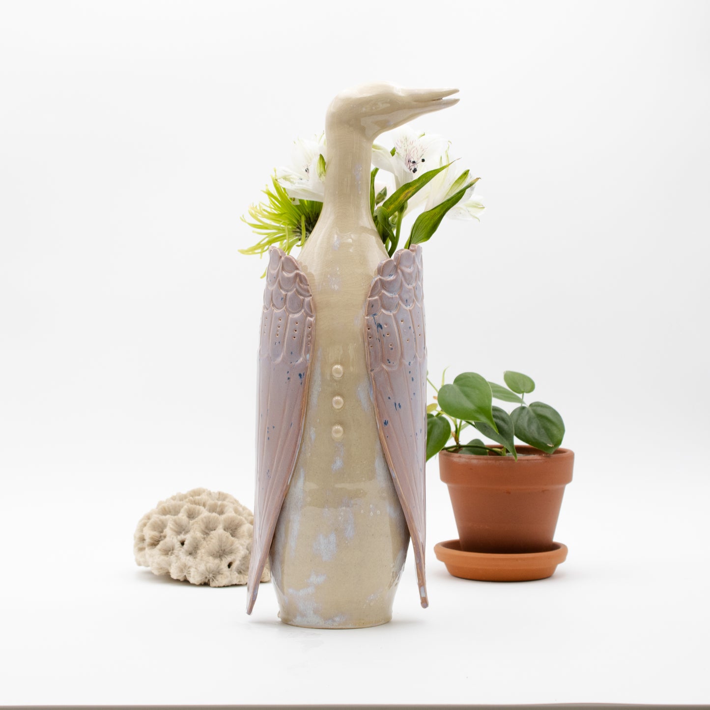 Blueburst Heron Vase