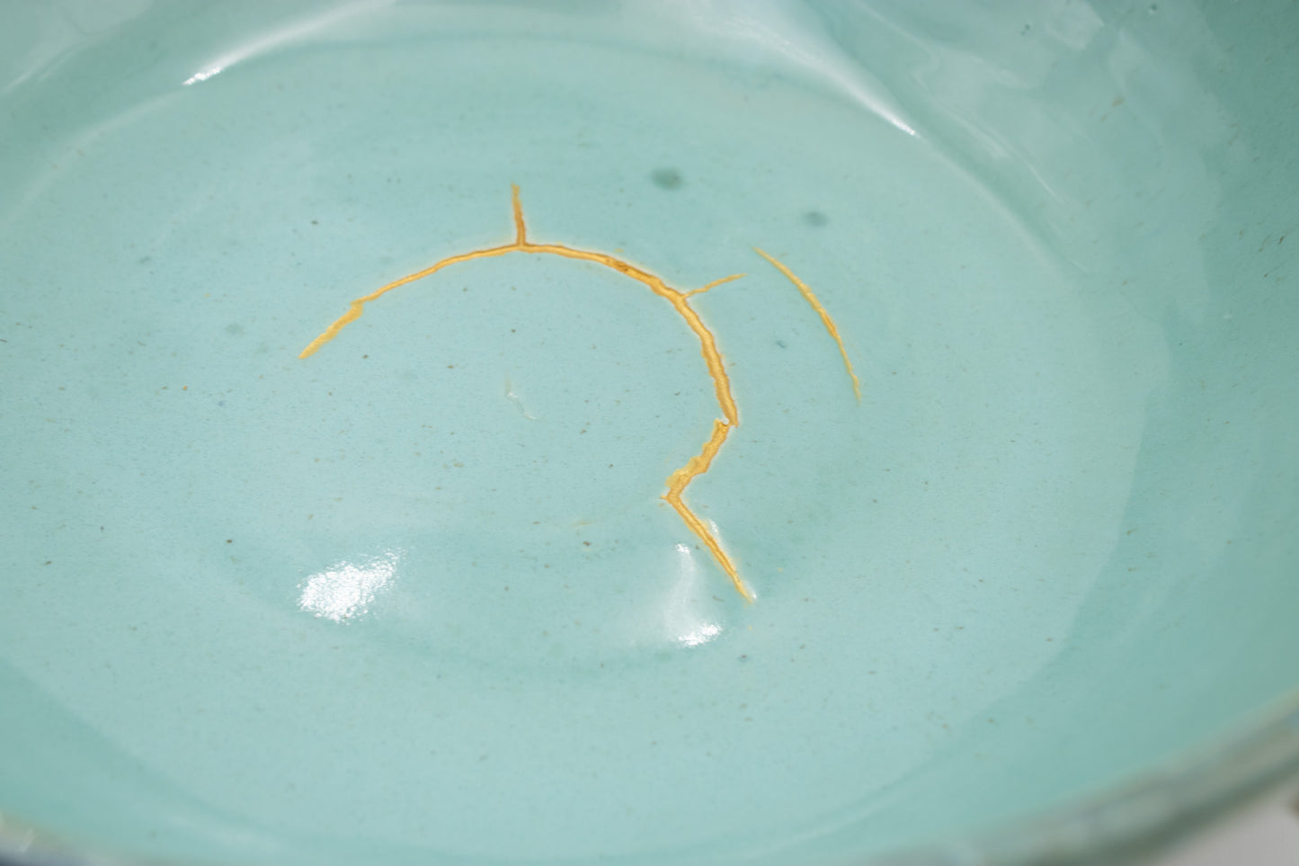 Kintsugi-Inspired Bowl – Turquoise, Black & White