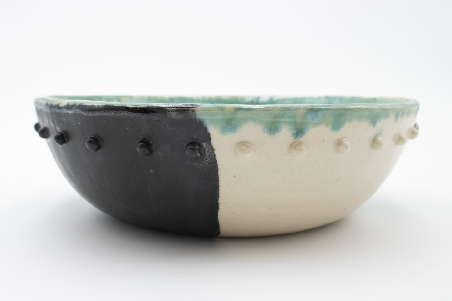 Kintsugi-Inspired Bowl – Turquoise, Black & White